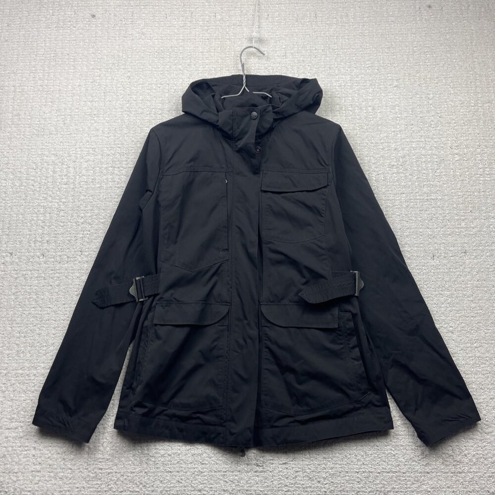Royal Robbins Windbreaker Belted Hooded Jacket Lightweight Hiking Black Wom Sz M